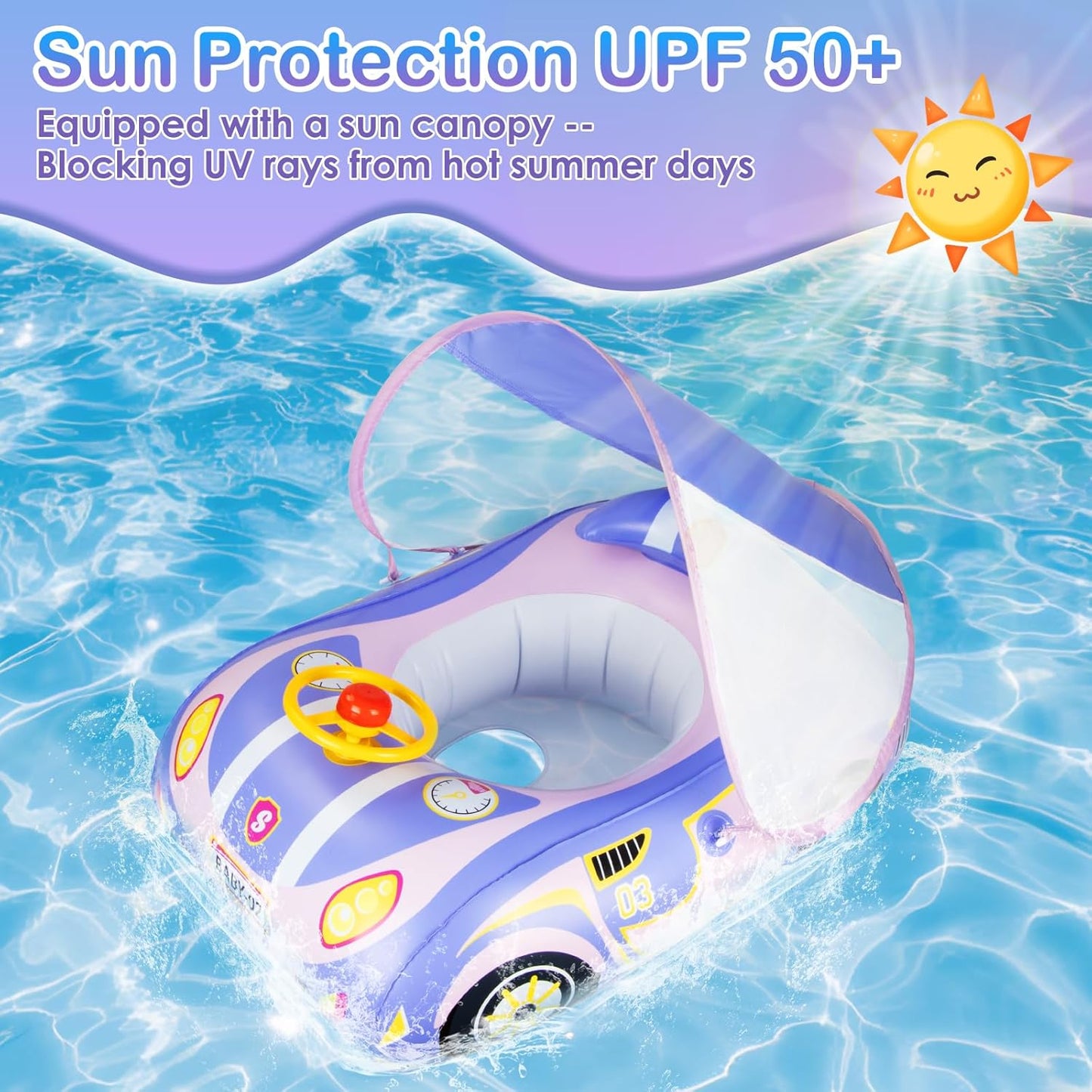 Qoosea Baby Pool Float with Canopy: Baby Floaties for Infants Toddler 6-48 Months