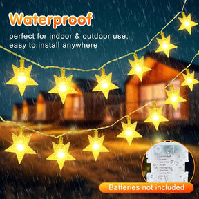 Qoosea Star String Lights 50 LED Hanging Waterproof