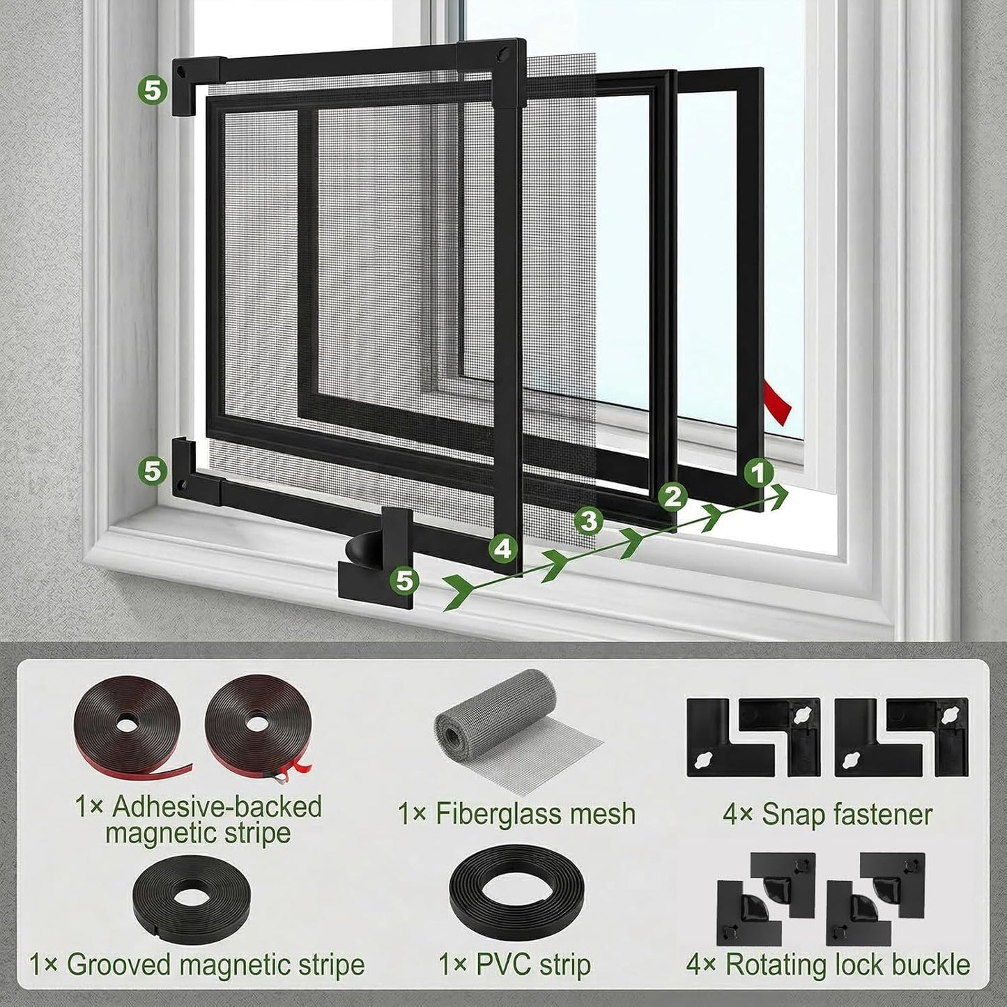 Magnetic Window Mosquito Net, 100 x 130 cm Adjustable Size Mosquito Net for Cat Window Protection with Innovative Magnetic Attachment