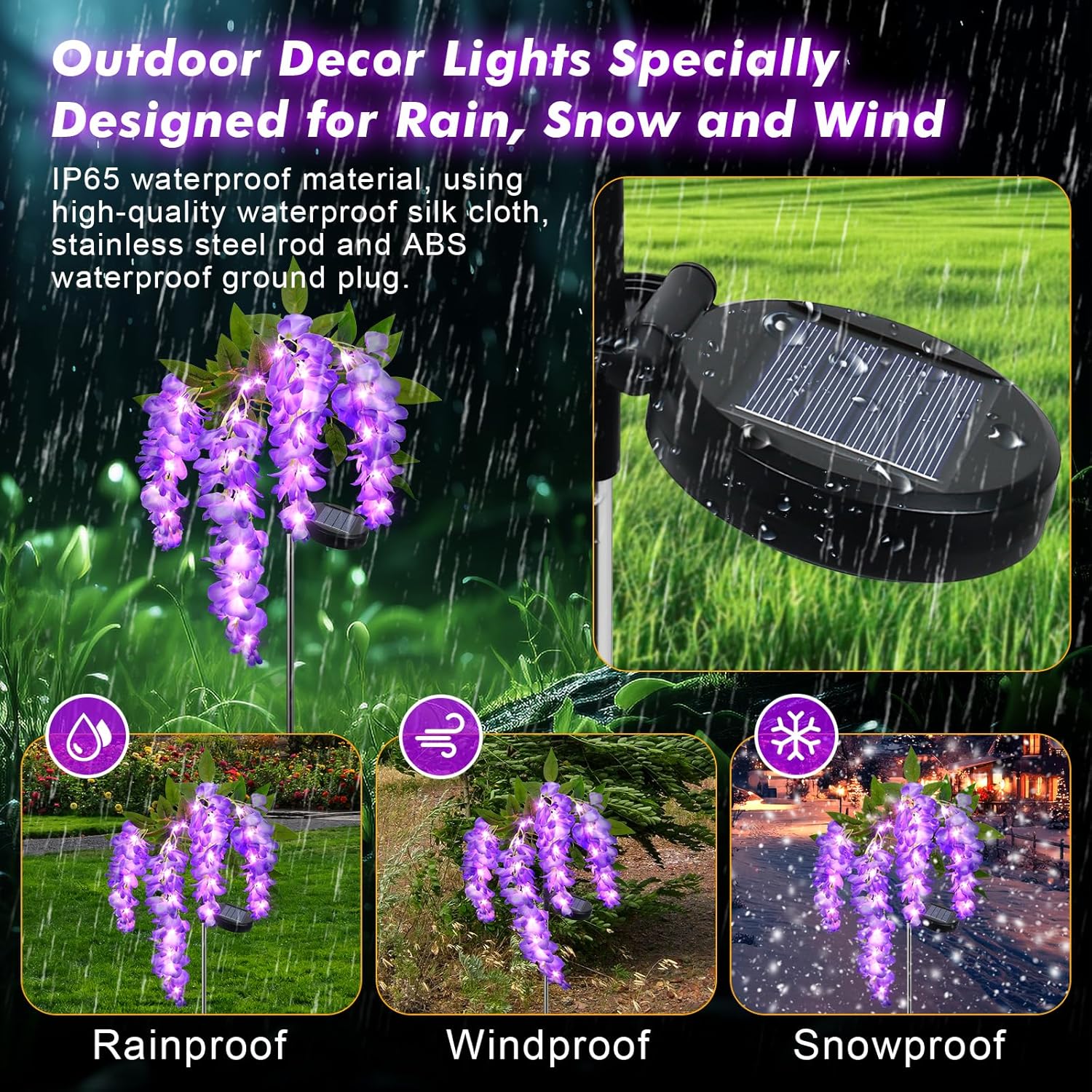 Qoosea 2 Pack Solar Garden Lights, Outdoor Solar Lights Waterproof IP65