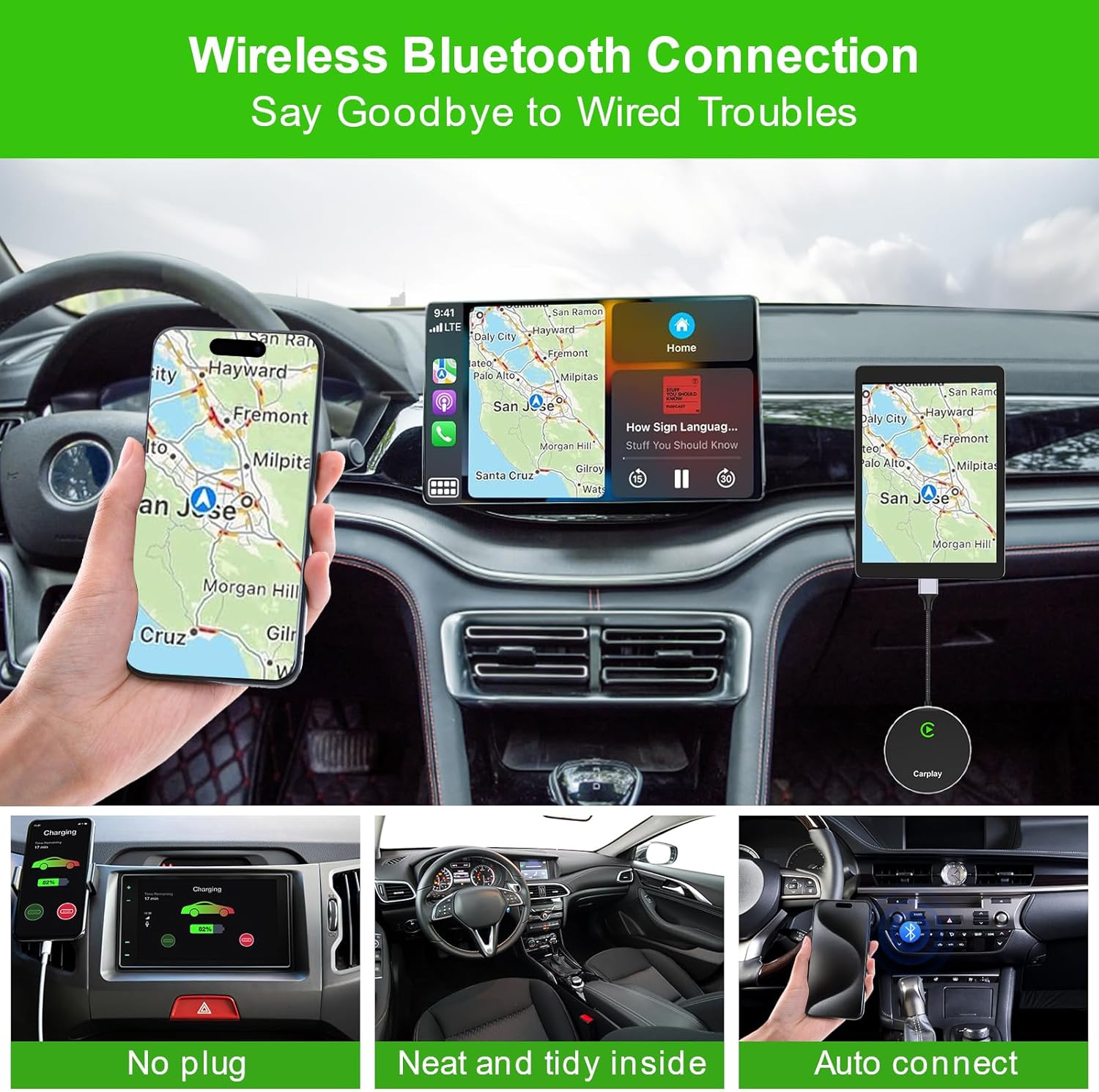 Wireless CarPlay Adapter for iPhone Fast& Stable Convert