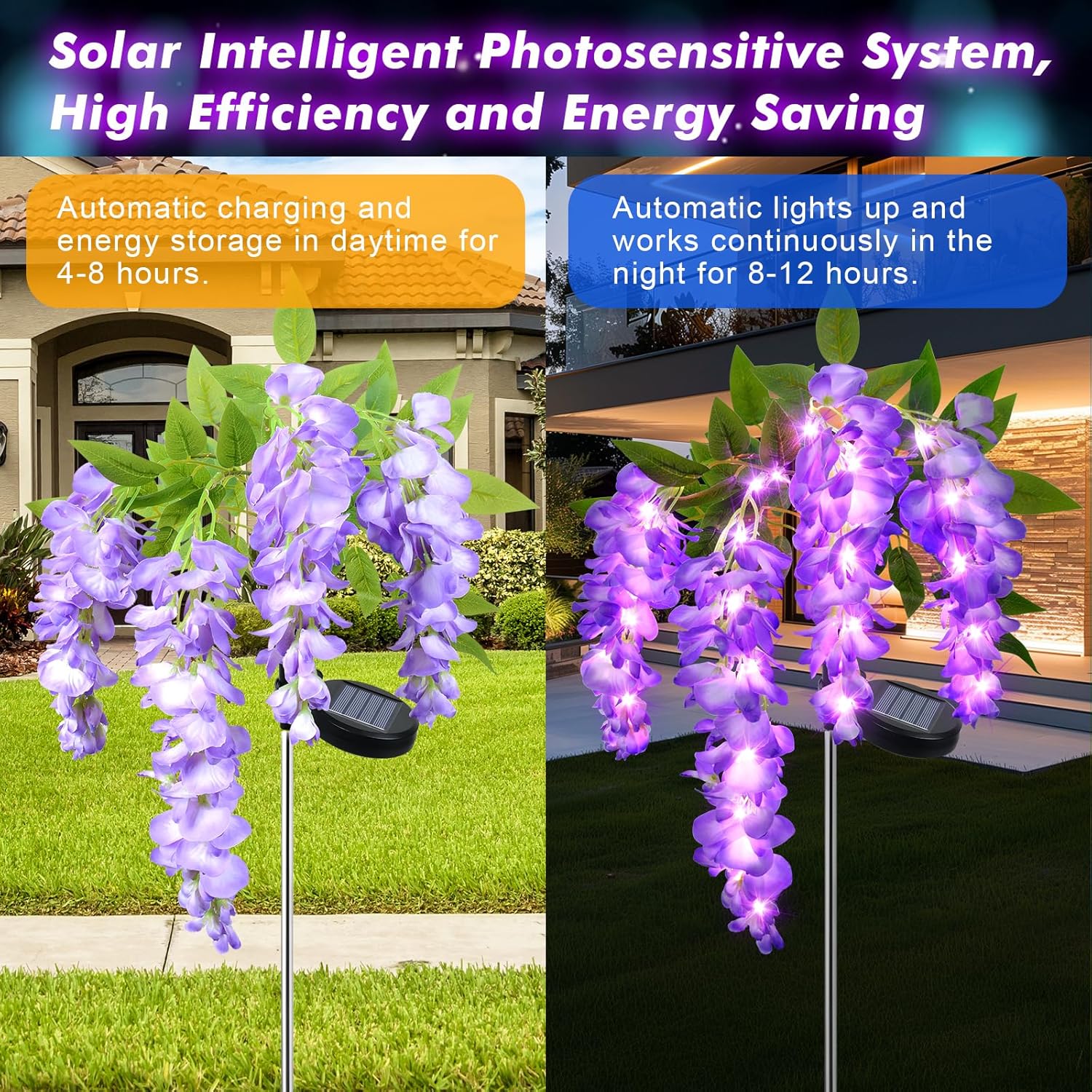 Qoosea 2 Pack Solar Garden Lights, Outdoor Solar Lights Waterproof IP65