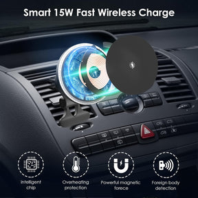 Wireless Car Charger Mount for iPhone Magnetic Charger with Colorful LED Lights