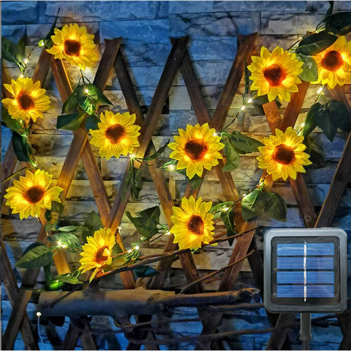 Qoosea Sunflowers Solar Lights Outdoor Waterproof, Solar Garden Lights Garden Decor, 13ft Artificial Sunflower with Lights for Patio Yard Flower Bed Backyard Decorations