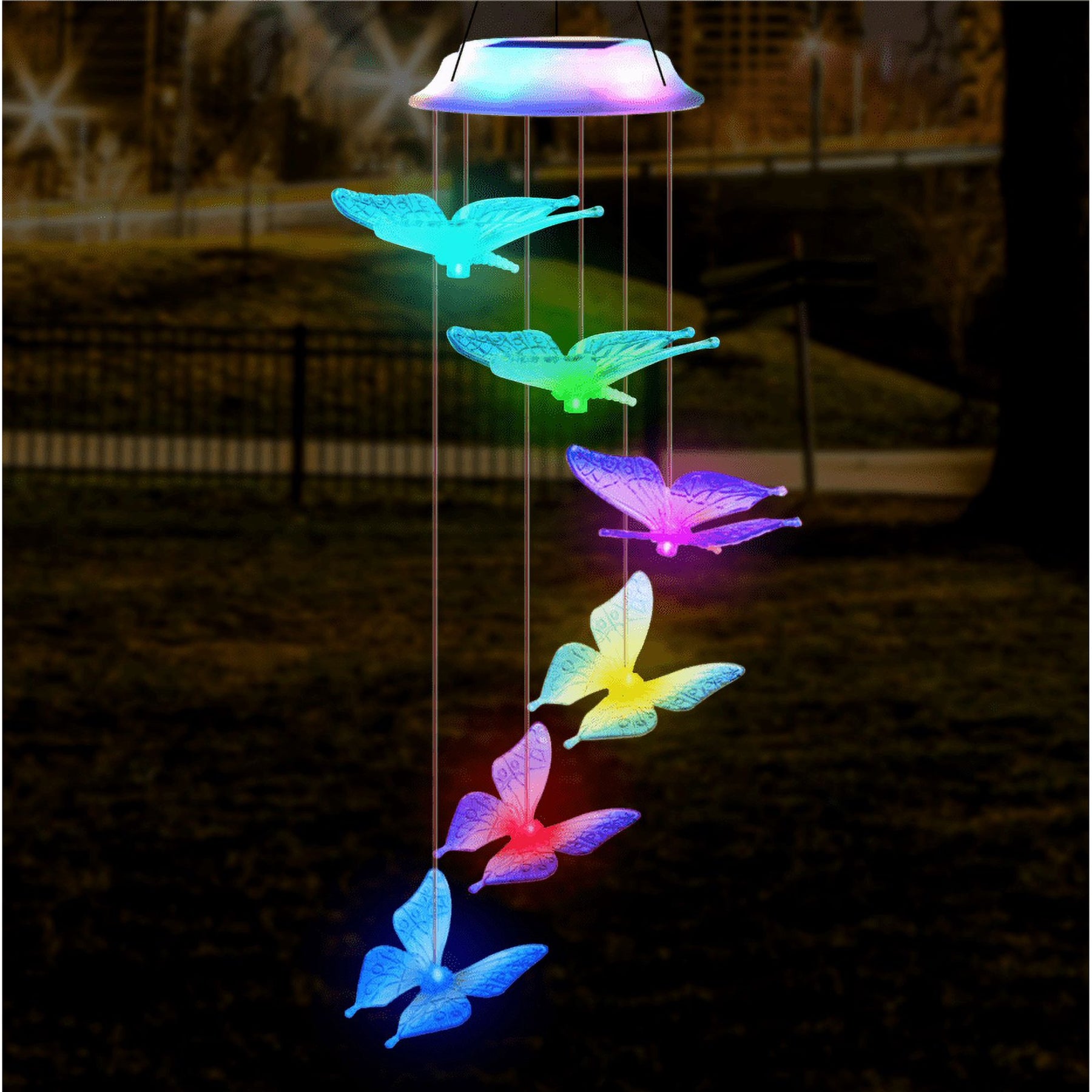 Qoosea Solar Butterfly Wind Chimes for Outside Solar Lights Outdoor Decor Hanging Mobile for Garden Birthday Gifts Valentines Day Decoration Mothers Day Grandma Gift