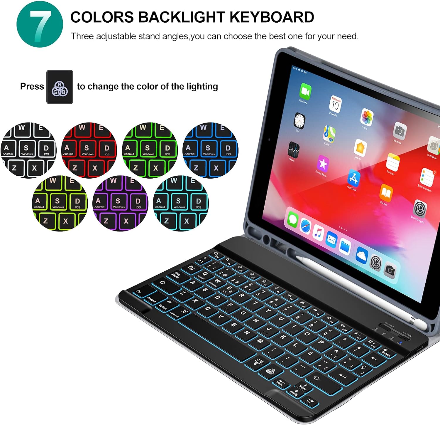 Spanish Keyboard Case for iPad 10.2" 9th Gen 2021/8th Gen 2020/7th Gen 2019/ iPad Pro 10.5/iPad Air 3