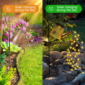 Qoosea Solar Lights Outdoor Solar Watering Can with Lights & Gerbera Pattern