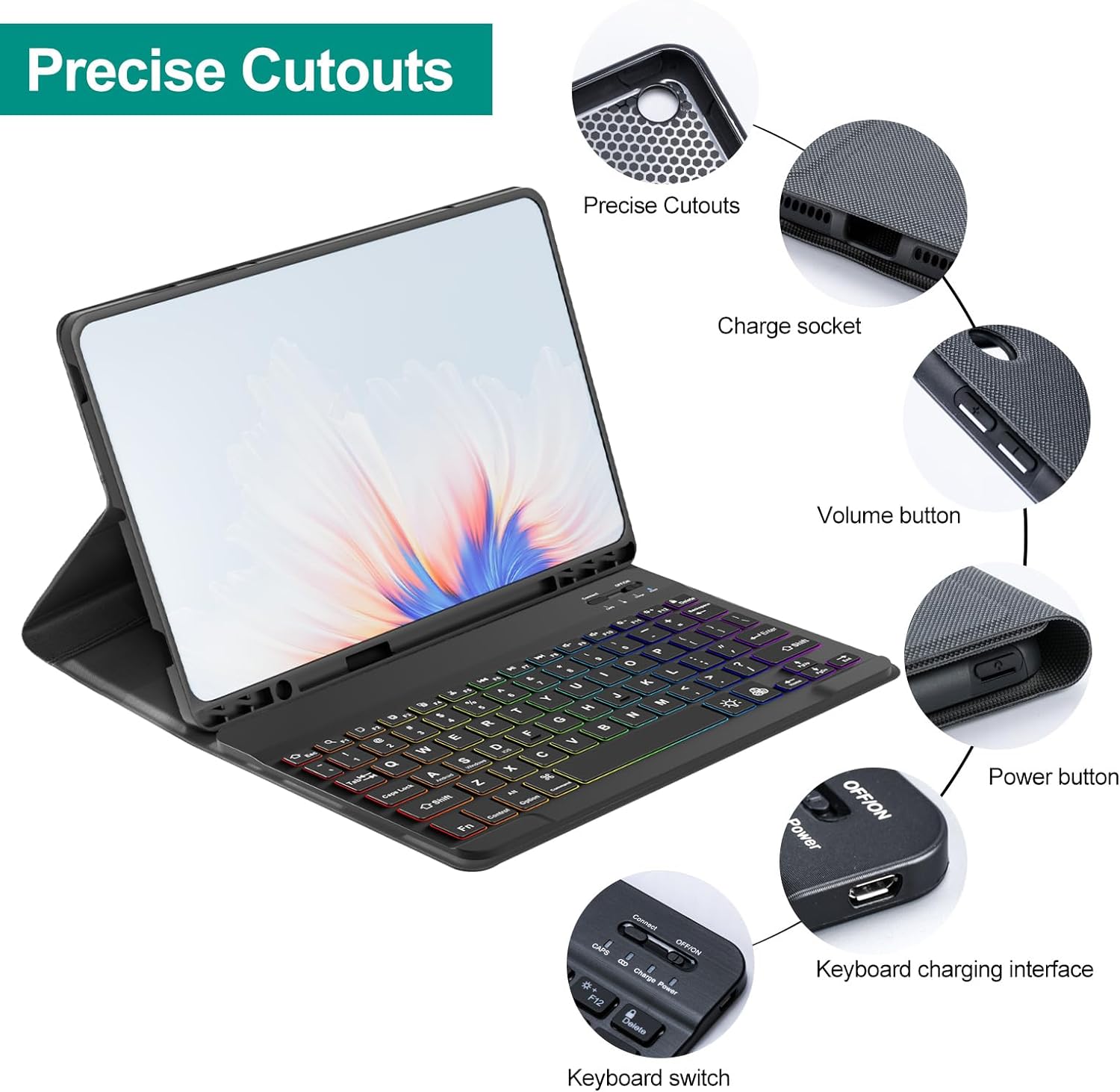 For Samsung Galaxy Tab S9 Keyboard Case Wireless with S Pen Holder Bluetooth