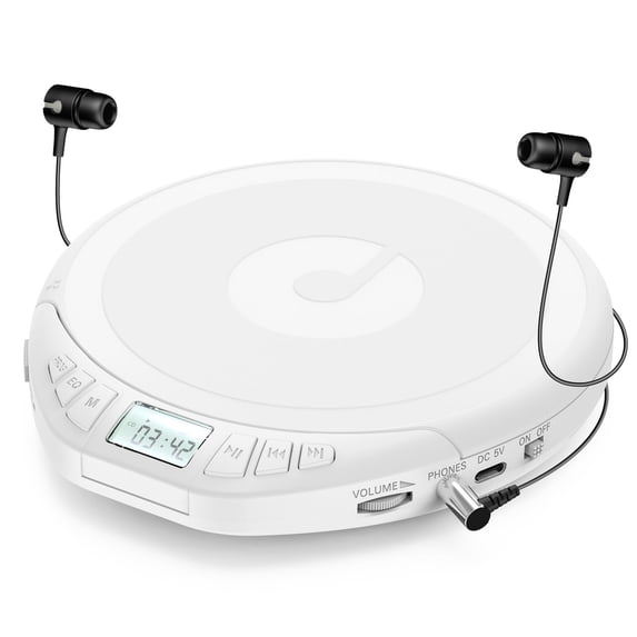 Ooosea CD Player Portable Walkman with Earphones,CD Player for Car Anti-Skip Shockproof,CD Player for Home with Headphones Jack USB AUX LCD,CD Disc
