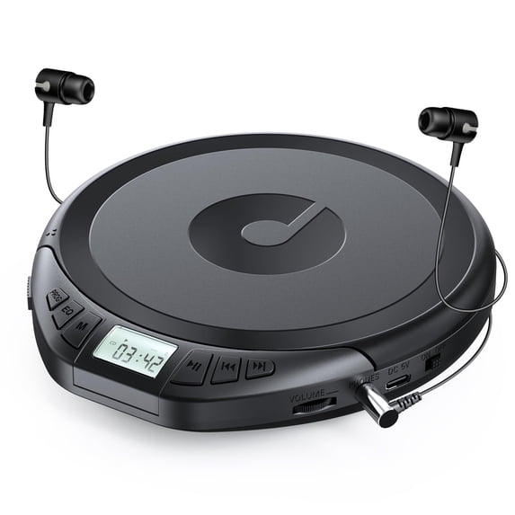 Ooosea CD Player Walkman Portable with Earphones,CD Player for Car Anti-Skip Shockproof,CD Player for Home with Headphones Jack USB AUX, LCD Display CD Disc
