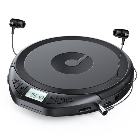 Ooosea CD Player Walkman Portable with Earphones,CD Player for Car Anti-Skip Shockproof,CD Player for Home with Headphones Jack USB AUX, LCD Display CD Disc