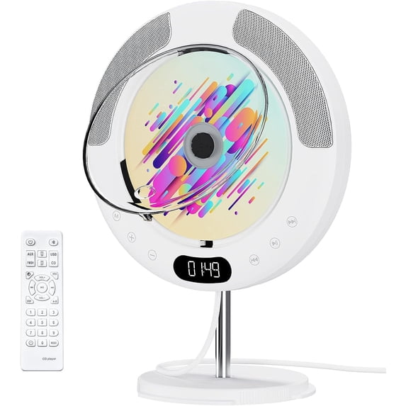 Qoosea Portable CD Player, Folklore Cd player for Home, Bluetooth Desktop Music Kpop CD Player for Car, Audio Boombox with Remote Control, Built-in Speaker, LED Screen, FM Radio, AUX Input Output