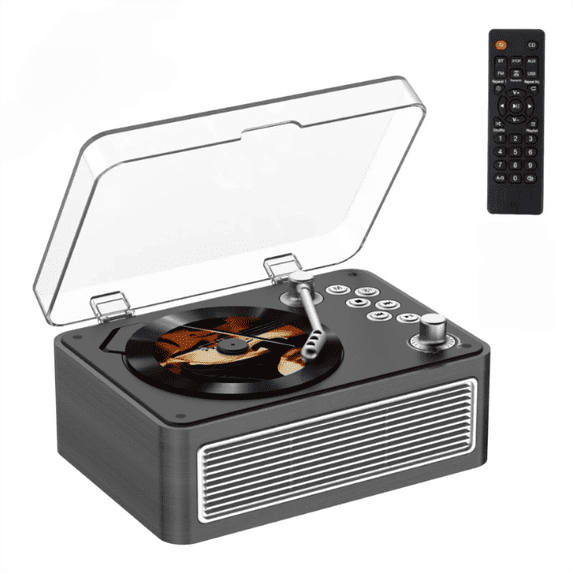 Qoosea Portable CD Player for Home Bluetooth CD Players with Speakers Remote Control, Retro Radio CD Player Support USB/AUX Playback Headphone Jack