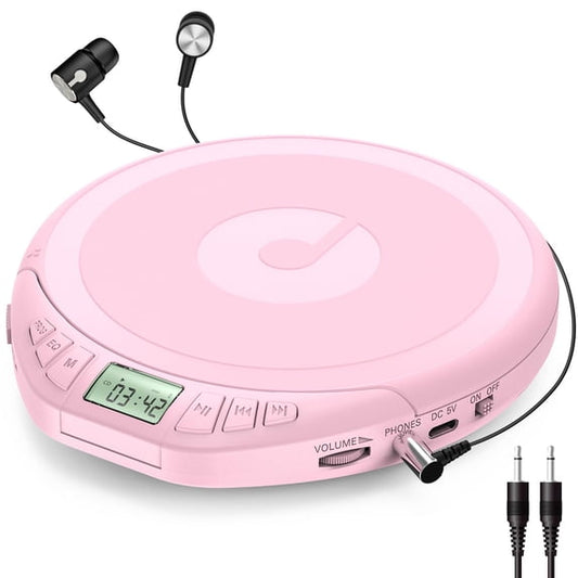 Qoosea Portable CD Player with Earphones CD Discman for Car Home Anti-Skip Shockproof CD Music Player with LCD Display Support PROG Memory Function