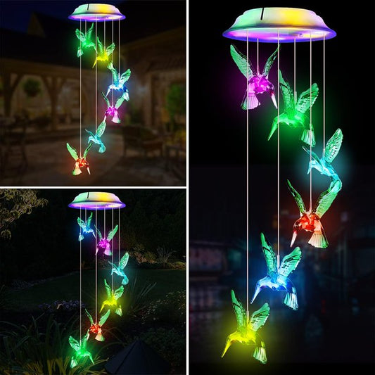 Qoosea Solar Hummingbird Wind Chimes