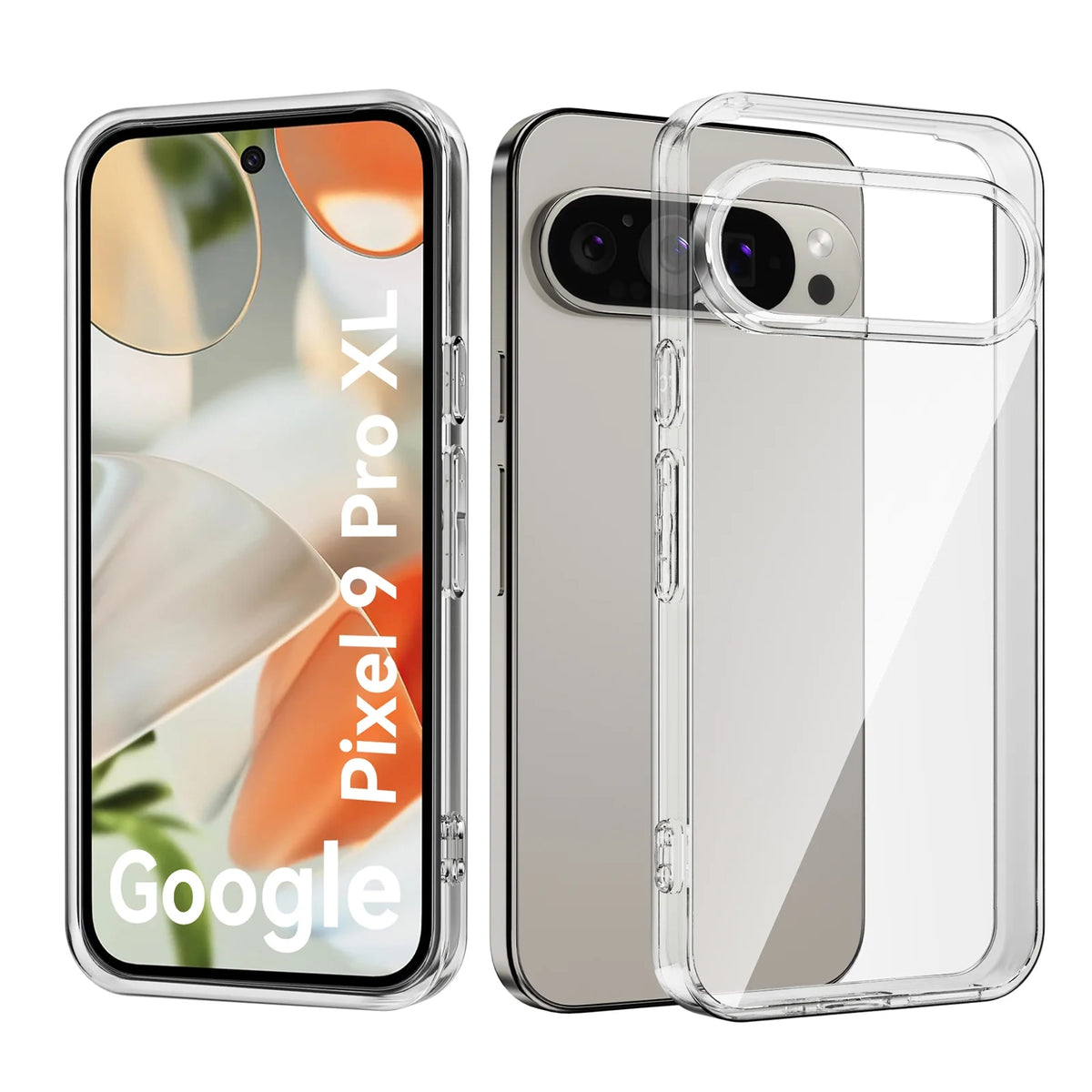 Qoosea for Google Pixel 9 Pro XL Case Clear Shockproof Phone Bumper Cover, Anti-Scratch Clear Back