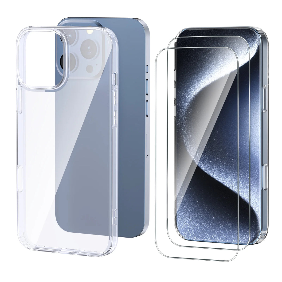 Qoosea for iPhone 16 Pro Max Case Clear with 2X Screen Protector, Slim Shockproof Case for iPhone 16 Pro Max 6.9 Inch